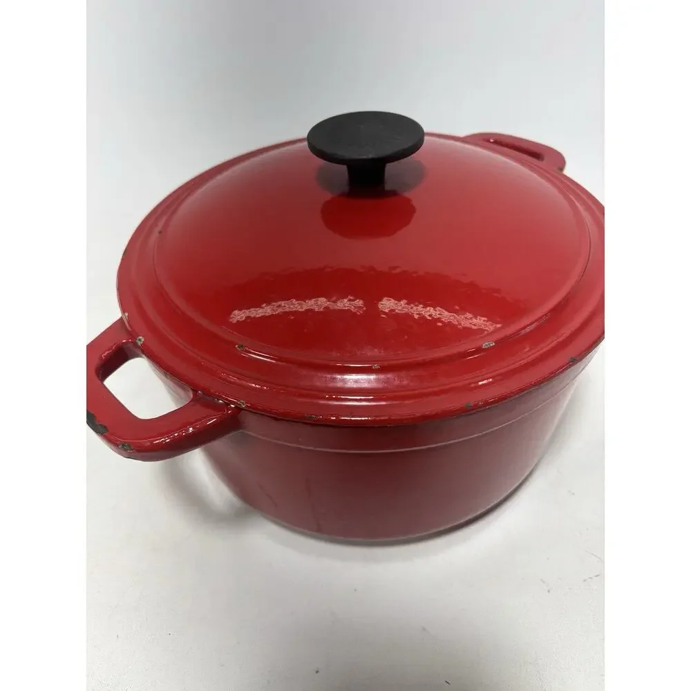 Martha Stewart Cast Iron Dutch Oven Red Enamel 10